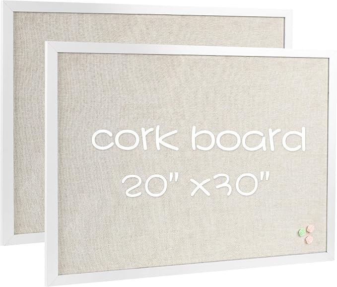 2-Pack Farmhouse Linen Cork Bulletin Board, Office Board by Justdowhatyouwanttodo