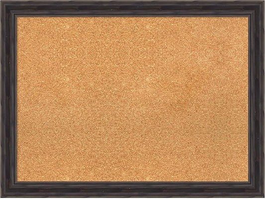 Amanti Art Natural Cork Board for Wall, 23x31 Vision Board with Brown Wood Frame, Medium Corkboard Office Decor for Home Organization, Rustic Farmhouse Corkboard Pinboard to display items for home-DeskLoop Office