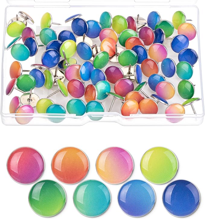 Mr. Pen- Flat Thumb Tacks, 80 Pack, Colorful | Flat Push Pins by MrPen