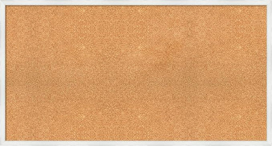 Amanti Art Natural Cork Board for Wall, 23x43 Vision Board with White Frame, Oversize Corkboard Office Decor for Home Organization, Country Rustic Corkboard Pinboard to Display Items for Home-DeskLoop Office
