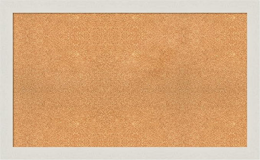 Amanti Art Natural Cork Board for Wall, 25x41 Vision Board with White Frame, Large Corkboard Office Decor for Home Organization, Country Rustic Corkboard Pinboard to Display Items for Home-DeskLoop Office