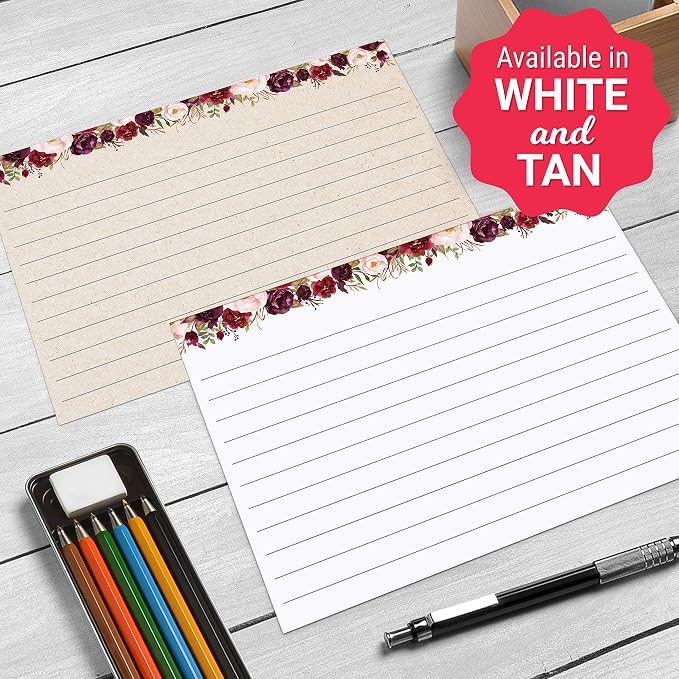 321Done Ruled Note Cards, Floral 5x7 Thick Index Cards - Image 4