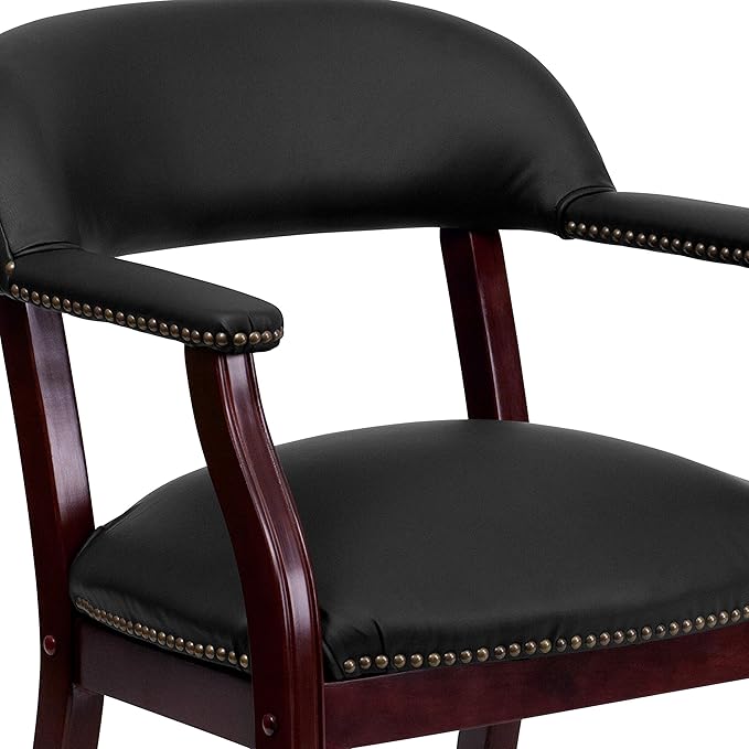 EMMA + OLIVER Black LeatherSoft Conference Chair with Casters-DeskLoop Office