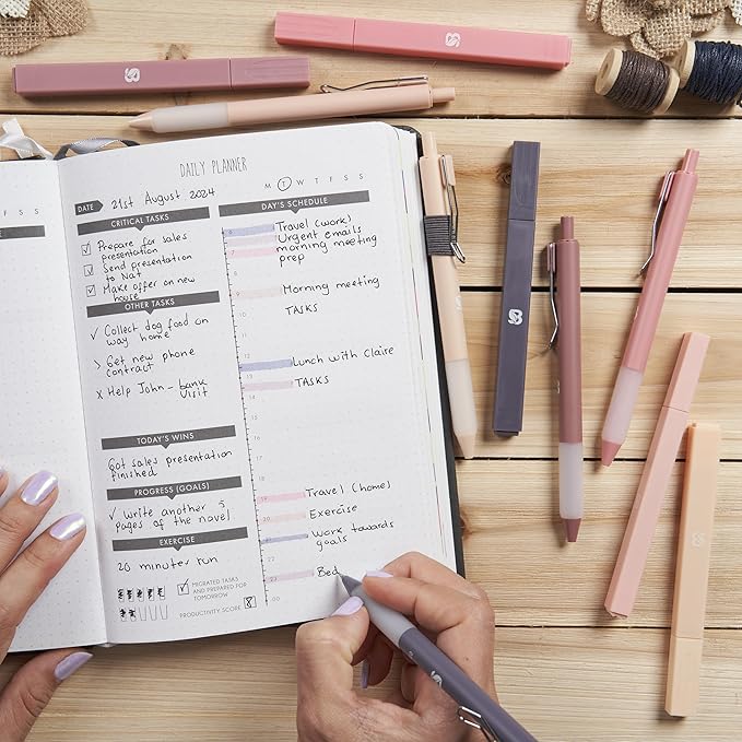 BLIEVE Aesthetic Highlighters and Gel Pens And Soft Tip, No Bleed Dry Fast Easy to Hold, for Bible Journaling Planner Notes School Office Supplies (Morandi)-DeskLoop Office