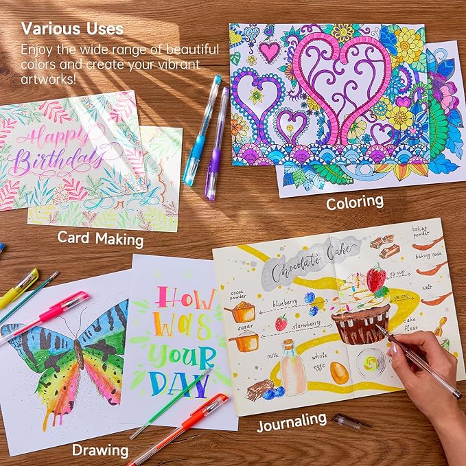 Shuttle Art Gel Pens, 32 Colors Gel Pen Set with Coloring Book for Adults Coloring Books Drawing Doodling Crafts Scrapbooking Journaling-DeskLoop Office