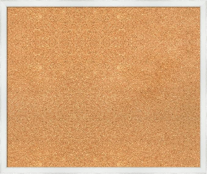 Amanti Art Natural Cork Board for Wall, 21x25 Vision Board with White Frame, Medium Corkboard Office Decor for Home Organization, Country Rustic Corkboard Pinboard to Display Items for Home-DeskLoop Office