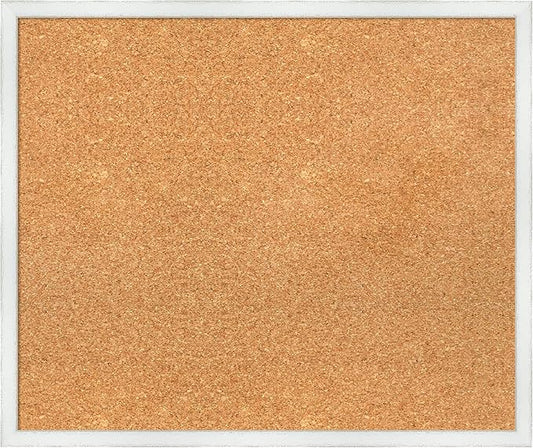 Amanti Art Natural Cork Board for Wall, 21x25 Vision Board with White Frame, Medium Corkboard Office Decor for Home Organization, Country Rustic Corkboard Pinboard to Display Items for Home-DeskLoop Office