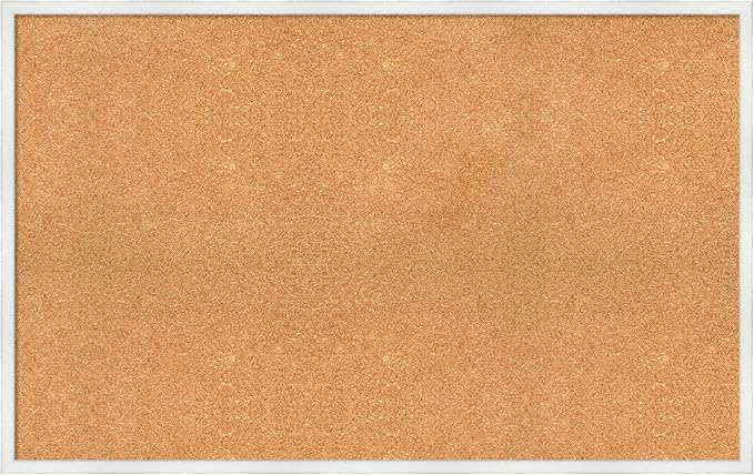 Amanti Art Natural Cork Board for Wall, 27x43 Vision Board with White Frame, Oversize Corkboard Office Decor for Home Organization, Country Rustic Corkboard Pinboard to Display Items for Home-DeskLoop Office