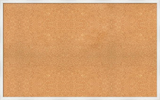 Amanti Art Natural Cork Board for Wall, 27x43 Vision Board with White Frame, Oversize Corkboard Office Decor for Home Organization, Country Rustic Corkboard Pinboard to Display Items for Home-DeskLoop Office