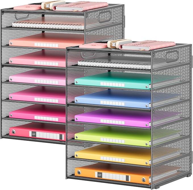 Lavatino 2 Pack 8-Tier Office Desk File Organizer, Letter Tray Paper Organizer by Lavatino