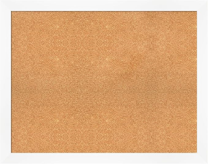 Amanti Art Natural Cork Board for Wall, 29x37 Vision Board with White Frame, Large Corkboard Office Decor for Home Organization, Modern Corkboard Pinboard to Display Items for Home Organization in-DeskLoop Office