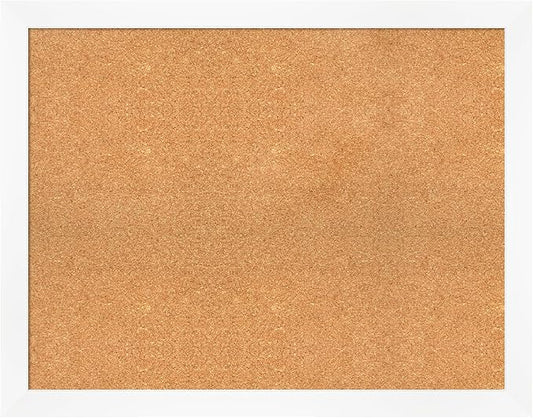 Amanti Art Natural Cork Board for Wall, 29x37 Vision Board with White Frame, Large Corkboard Office Decor for Home Organization, Modern Corkboard Pinboard to Display Items for Home Organization in-DeskLoop Office