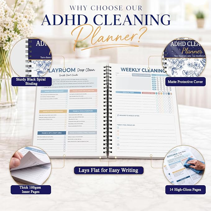 Blue Floral ADHD Cleaning Planner - Image 5