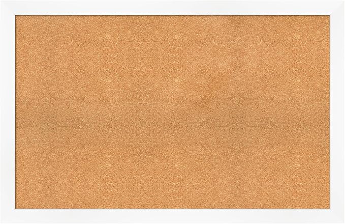 Amanti Art Natural Cork Board for Wall, 29x45 Vision Board with White Frame, Oversize Corkboard Office Decor for Home Organization, Modern Corkboard Pinboard to Display Items for Home Organization in-DeskLoop Office