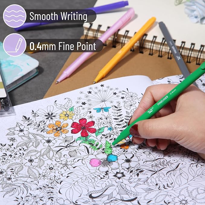 Mr. Pen- Colored Fineliner Pens, 18 Pack, 0.4mm | Ergonomic Triangular Barrels - Image 3
