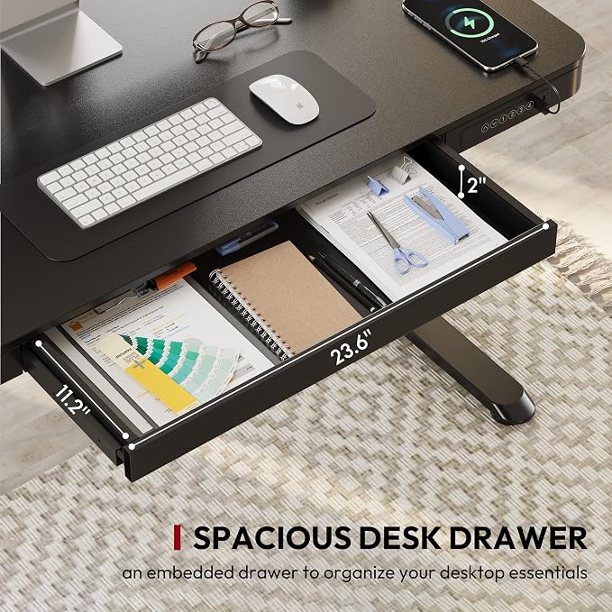 SANODESK Standing Desk with Drawer, Electric Height Adjustable Home Office Desk - Image 4