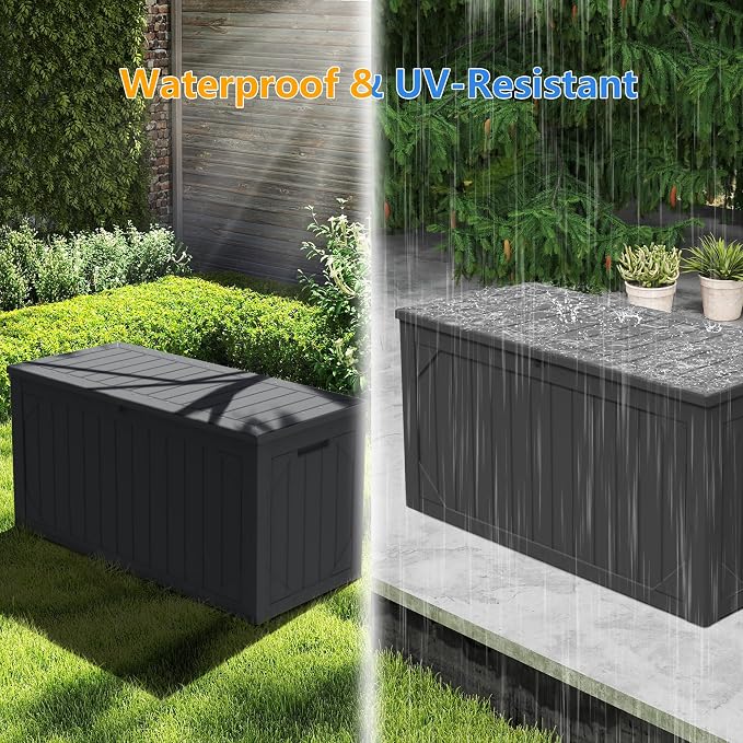Decksplore 100 Gallon Outdoor Storage Box Waterproof, Lockable Resin Deck Box - Image 4