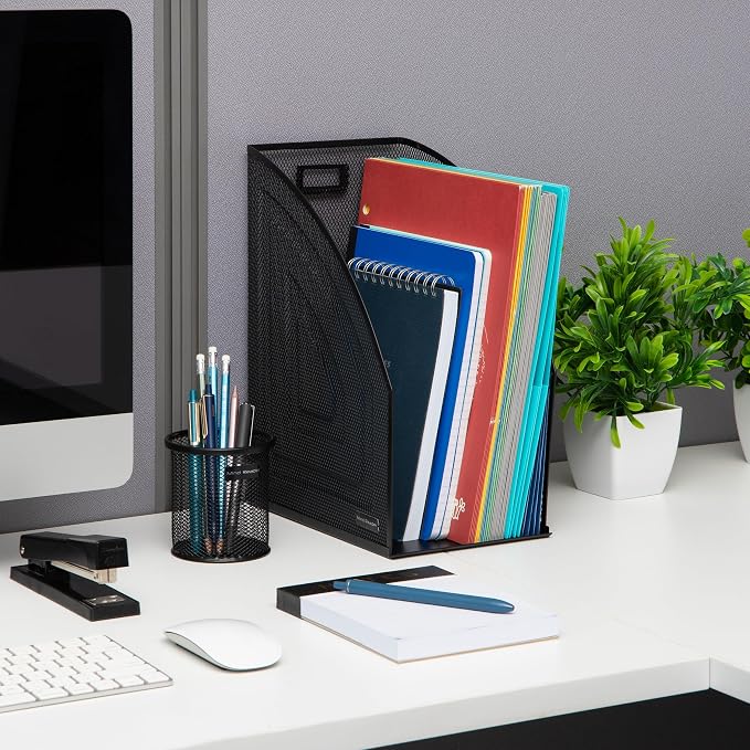 Mind Reader Vertical File Storage, Desktop Organizer, Metal Mesh, 6.25" L x 10" - Image 2
