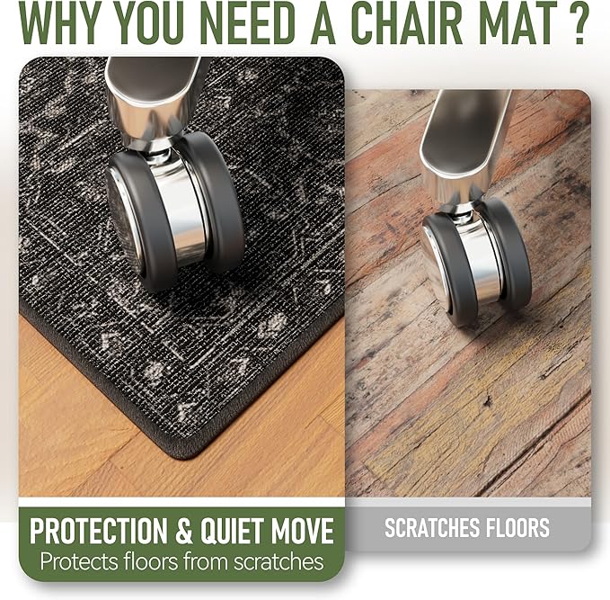 Office Chair Mat for Hardwood Floor, Non-Slip Under Desk Mat for Rolling Chair - Image 3