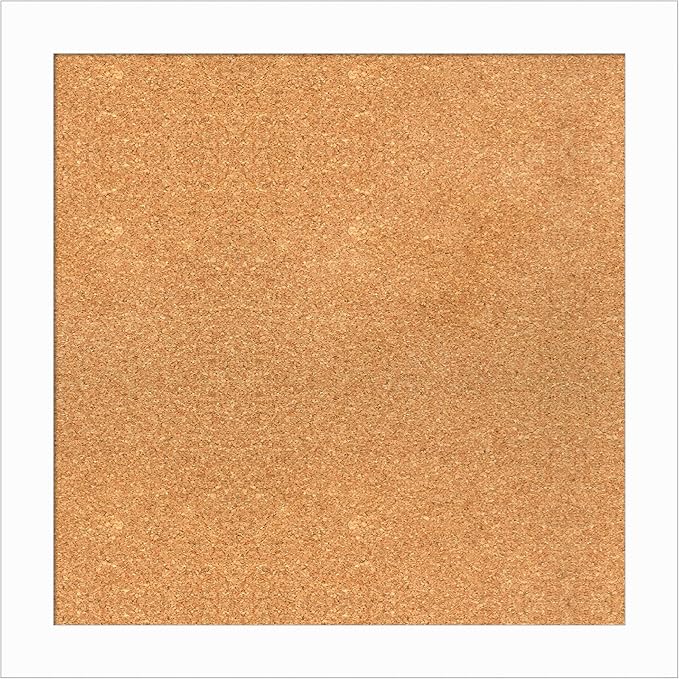Amanti Art Natural Cork Board for Wall, 25x25 Vision Board with White Frame, Medium Corkboard Office Decor for Home Organization, Casual Corkboard Pinboard to Display Items for Home Organization in-DeskLoop Office