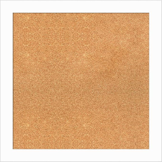 Amanti Art Natural Cork Board for Wall, 25x25 Vision Board with White Frame, Medium Corkboard Office Decor for Home Organization, Casual Corkboard Pinboard to Display Items for Home Organization in-DeskLoop Office