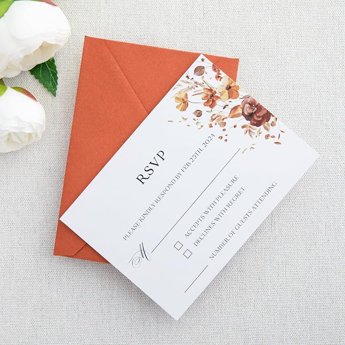 PONATIA 50 Pack A1 Envelopes, 3.62 x 5.2'' Burnt Orange Envelopes Perfect - Image 6