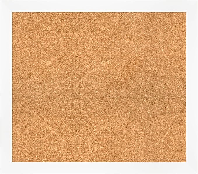 Amanti Art Natural Cork Board for Wall, 29x33 Vision Board with White Frame, Large Corkboard Office Decor for Home Organization, Modern Corkboard Pinboard to Display Items for Home Organization in-DeskLoop Office