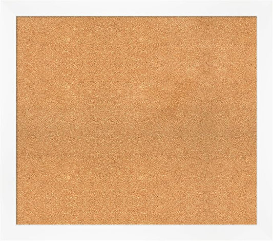 Amanti Art Natural Cork Board for Wall, 29x33 Vision Board with White Frame, Large Corkboard Office Decor for Home Organization, Modern Corkboard Pinboard to Display Items for Home Organization in-DeskLoop Office
