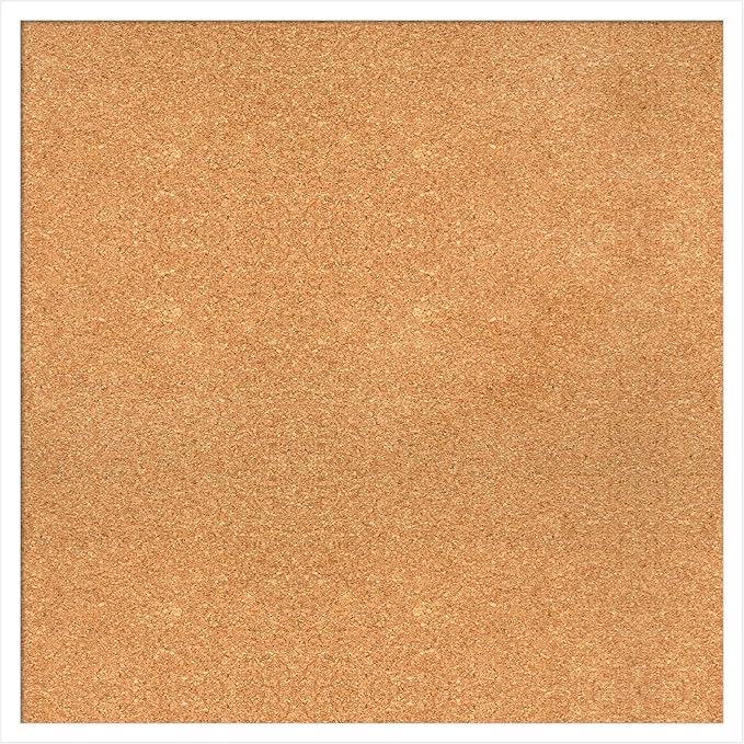 Amanti Art Natural Cork Board for Wall, 29x29 Vision Board with White Frame, Large Corkboard Office Decor for Home Organization, Modern Corkboard Pinboard to Display Items for Home Organization in-DeskLoop Office