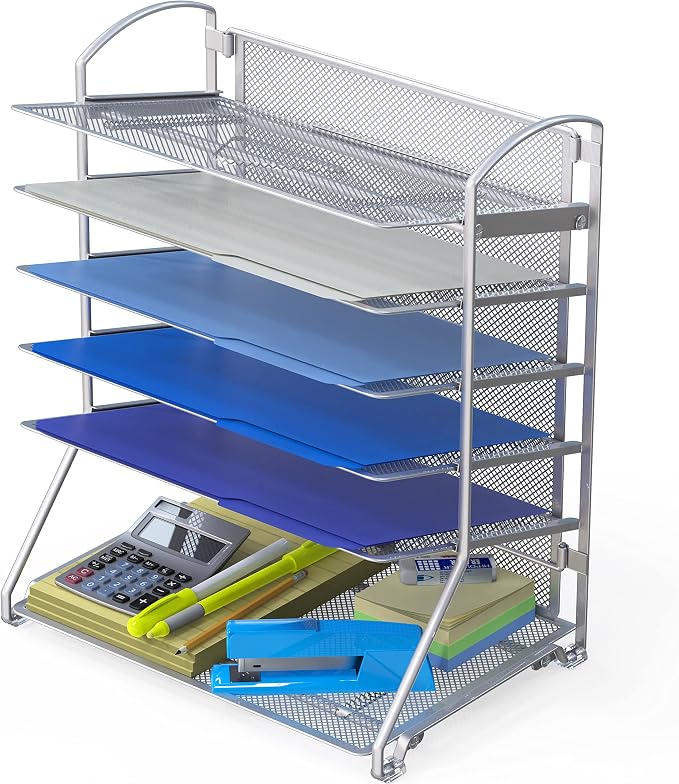 Simple Houseware 6-Tier Sliding File Organizer, Desk Letter Tray by SimpleHouseware