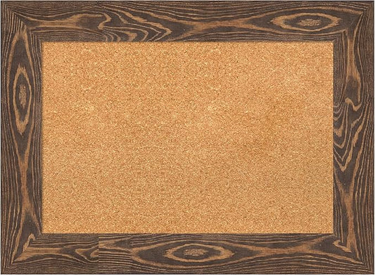 Amanti Art Natural Cork Board for Wall, 22x30 Vision Board with Brown Wood Frame, Medium Corkboard Office Decor for Home Organization, Country Rustic Corkboard Pinboard to Display Items for Home-DeskLoop Office