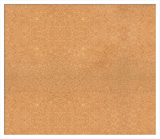 Amanti Art Natural Cork Board for Wall, 27x31 Vision Board with White Frame, Large Corkboard Office Decor for Home Organization, Modern Corkboard Pinboard to Display Items for Home Organization in-DeskLoop Office