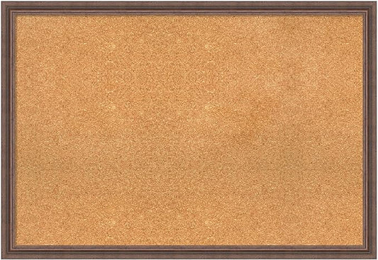 Amanti Art Natural Cork Board for Wall, 26x38 Vision Board with Brown Wood Frame, Large Corkboard Office Decor for Home Organization, Country Rustic Corkboard Pinboard to Display Items for Home-DeskLoop Office