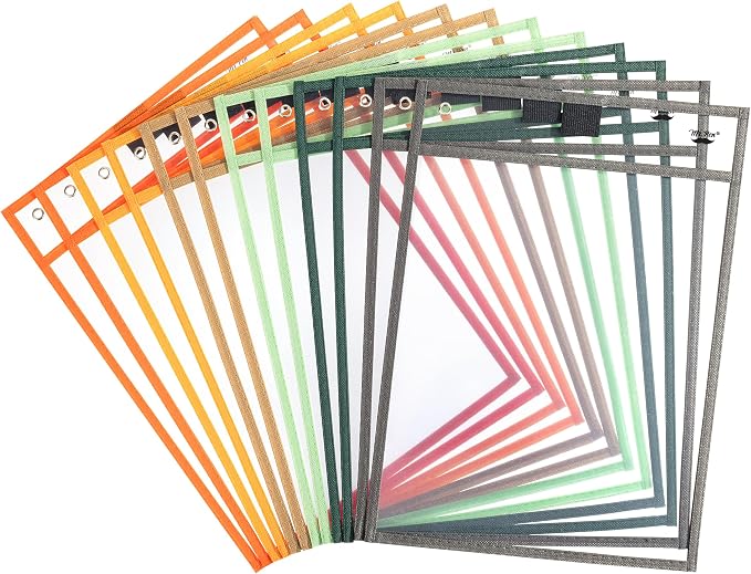 Mr. Pen- Reusable Dry Erase Pocket Sleeves, 12 Pack, Colorful | Autumn Color by MrPen