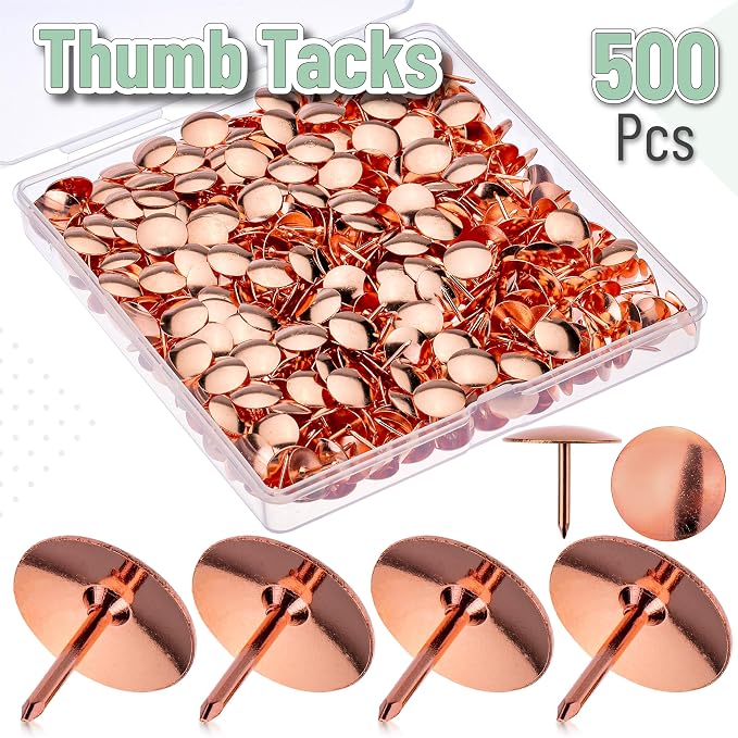 Mr. Pen- Thumb Tack, 500 Pack, Rose Gold, Flat Push Pins Bulk | Metal Roundness - Image 2