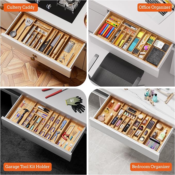 Silverware Organizer Large, Magnetic Connected Expandable 11 Slots Silverware - Image 8