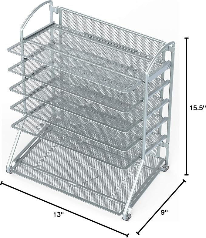Simple Houseware 6-Tier Sliding File Organizer, Desk Letter Tray - Image 7