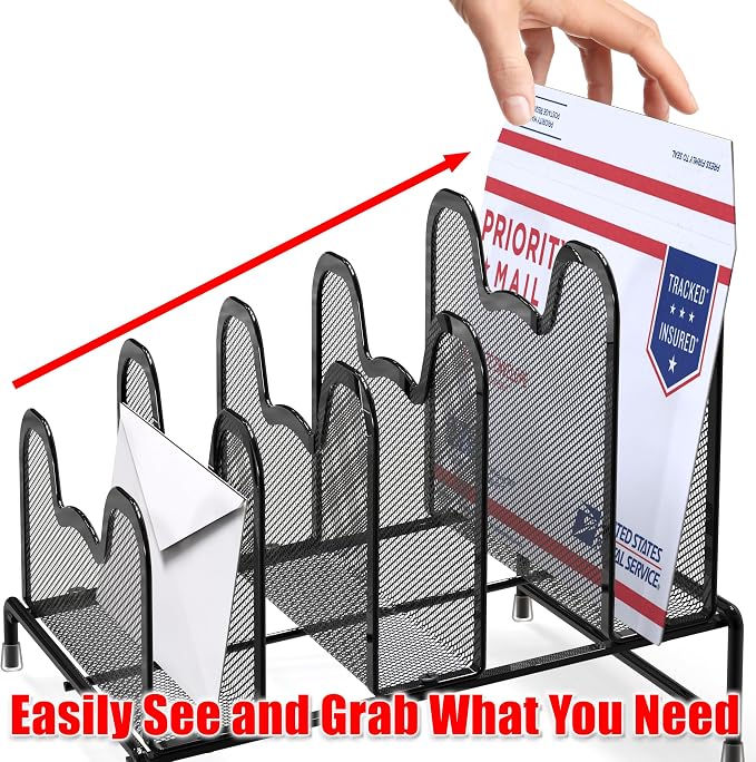 Simple Houseware Desk 5 Sections Step File Sorter Organizer - Image 3