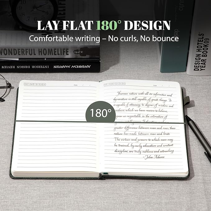 CAGIE Lined Journal for Women & Men, Tree Growth Ring Leather Bound Journal Notebook, 256 Pages 100 GSM Journals for Writing, A5 Hardcover Journaling Notebooks for Work, Note Taking-DeskLoop Office