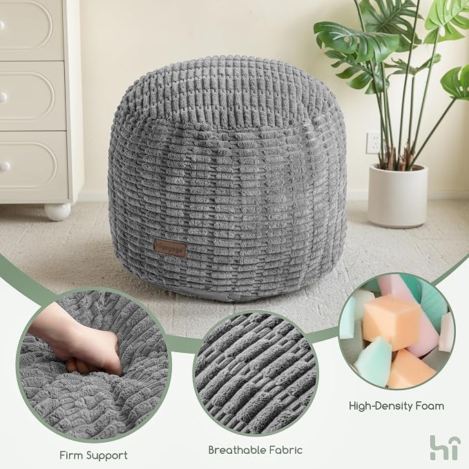 HIGOGOGO Pouf Ottoman Stuffed Round Modern Foam Filled Foot Rest Poufs - Image 6