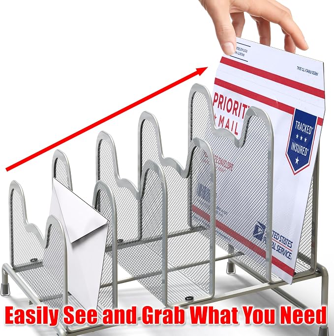 Simple Houseware Desk 5 Sections Step File Sorter Organizer - Image 3