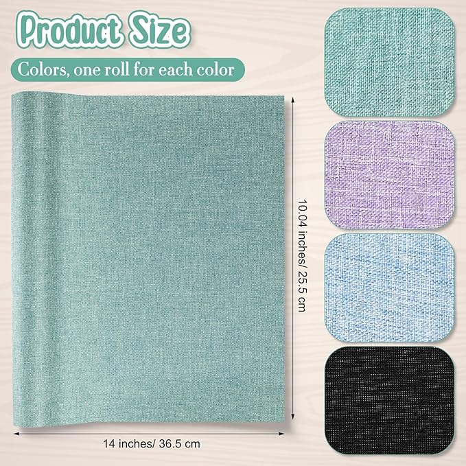 4 Pcs Book Cloth Bookcover Fabric Surface with Paper Backed Binding Cloth Fabric Book Cover for Scrapbooking Album DIY Craft Supplies Home, 4 Colors(Cool Color,14 x 10 Inches)-DeskLoop Office
