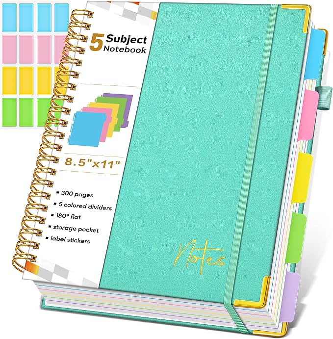 Spiral Notebook Journal with Removable Dividers Tabs, 300 Pages Hardcover by Unknown