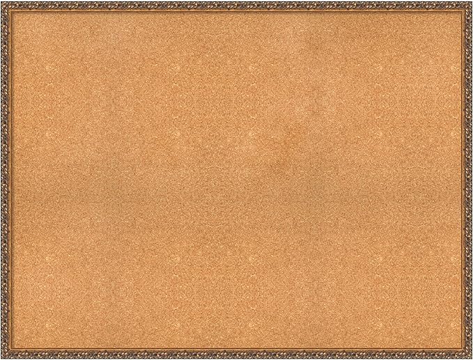 Amanti Art Natural Cork Board for Wall, 38x50 Vision Board with Bronze Frame, Oversize Corkboard Office Decor for Home Organization, Traditional Corkboard Pinboard to Display Items for Home-DeskLoop Office