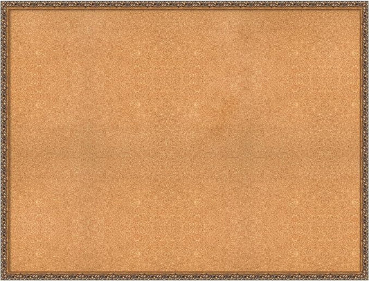 Amanti Art Natural Cork Board for Wall, 38x50 Vision Board with Bronze Frame, Oversize Corkboard Office Decor for Home Organization, Traditional Corkboard Pinboard to Display Items for Home-DeskLoop Office