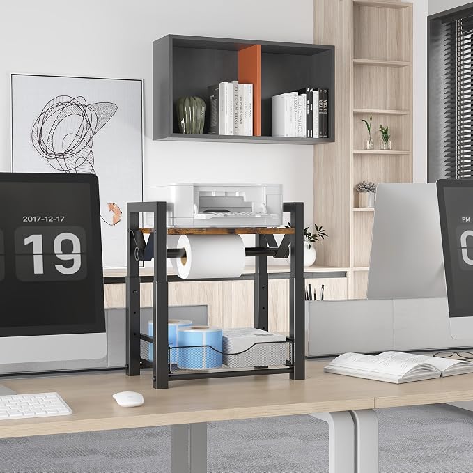 Label Holder for Rolls and Fan-Fold Labels, Modern Metal Desktop Thermal Label - Image 5