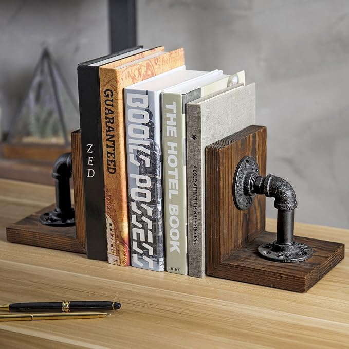 MyGift Book Ends, Decorative Bookends, Heavy Duty Book Holders - Image 8