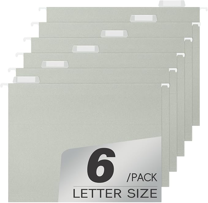 pmybupo 6 Pack Gray Hanging File Folders, Reinforced Hang Folders Letter Size by pmybupo