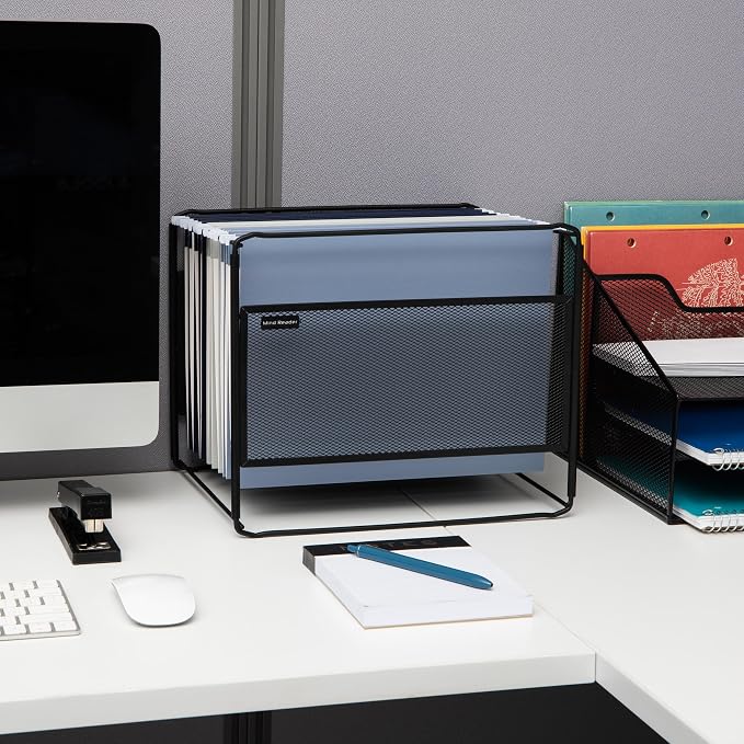 Mind Reader Hanging File Folder Organizer, Desktop Organizer, Metal Mesh - Image 2