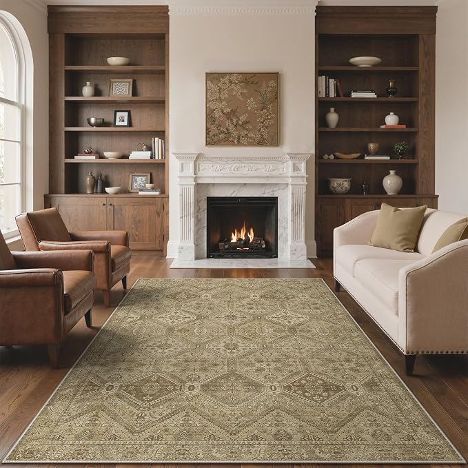 GENIMO 5x7 Area Rugs for Living Room, Machine Washable Non Slip Vintage Rugs by GENIMO